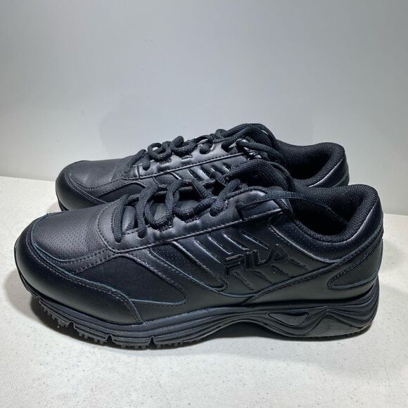 Fila Womens Memory Flux Slip Resistant Work Shoe Sneakers Black Size 9Wide - Picture 1 of 8